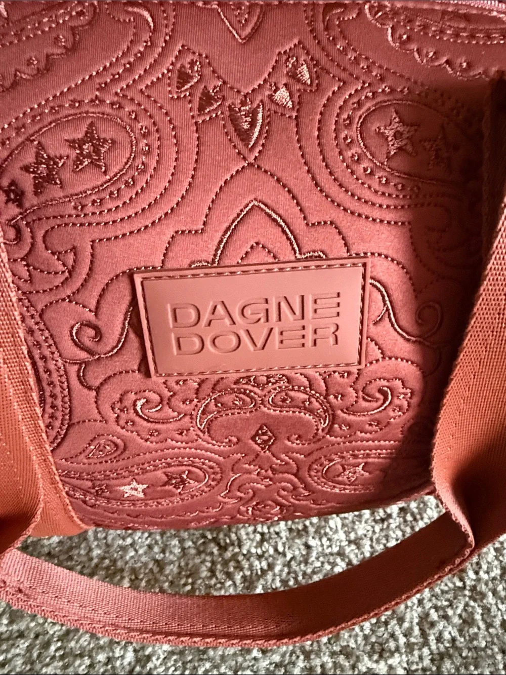 Dagne Dover Paisley Embossed Cosmetic Bag in Rust